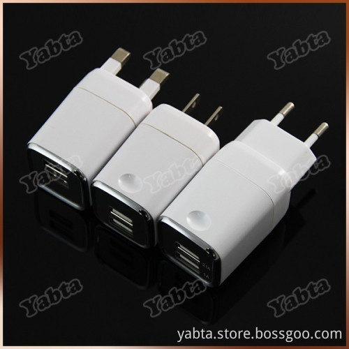 US UK EU Plug 5V 2.4A Dual USB Travel Charger White